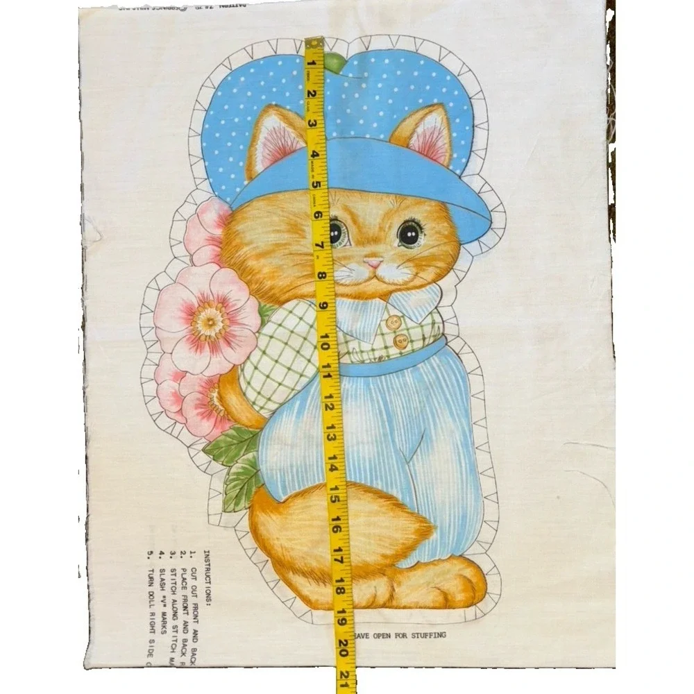 Vintage 1970's Kitty Cat Fabric Pillow Doll Cut & Sew Spring Mills NEW
